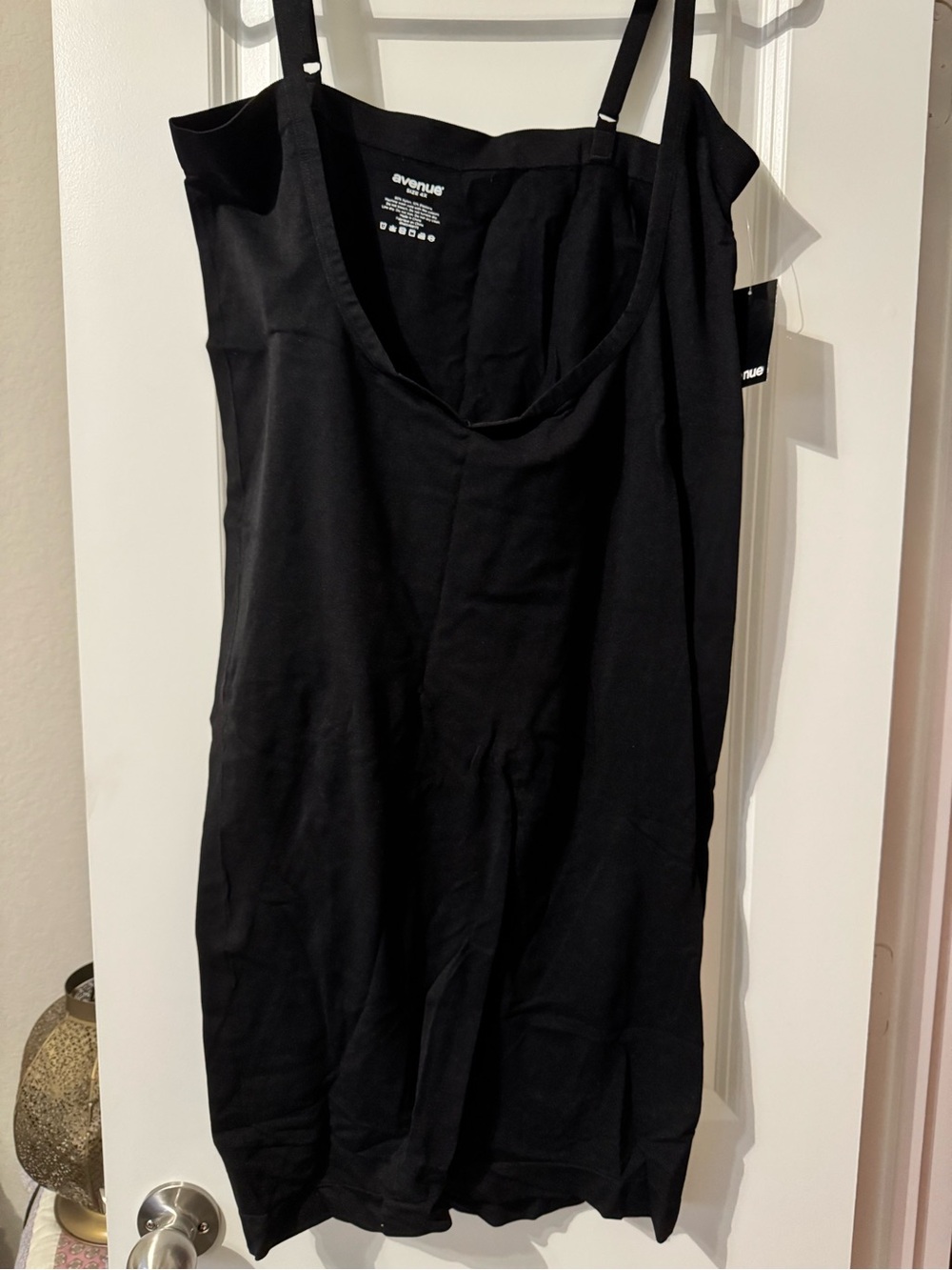 Avenue Black Adjustable-Strap Tank Slip Seamless Shaper